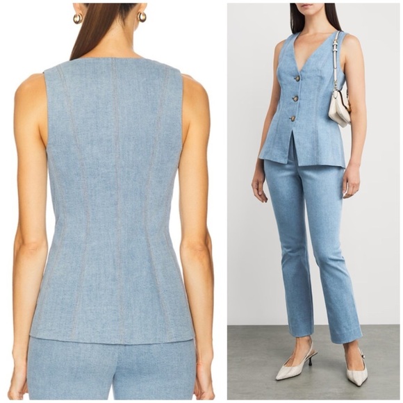 NWT VERONICA BEARD Avalina Denim Vest in Blue Mirage SZ US 6 - Picture 2 of 8